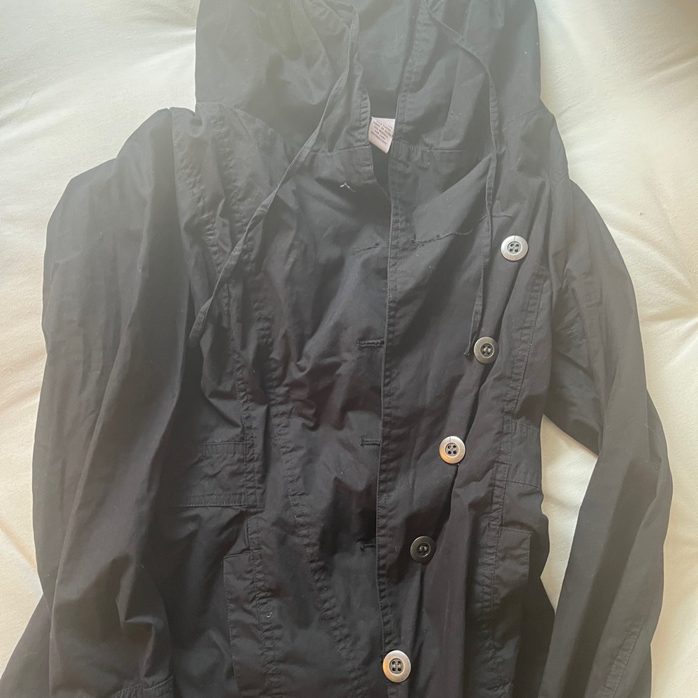 Cotton jacket light layer black with winch collar. Really cute